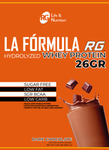 Cargar imagen en el visor de la galería, LA FÓRMULA RG Hydrolyzed Whey Protein, 26 gr, Dark Chocolate, 2 LBS+ 1 Vaso Mezclador de REGALO (Envío Gratis)
