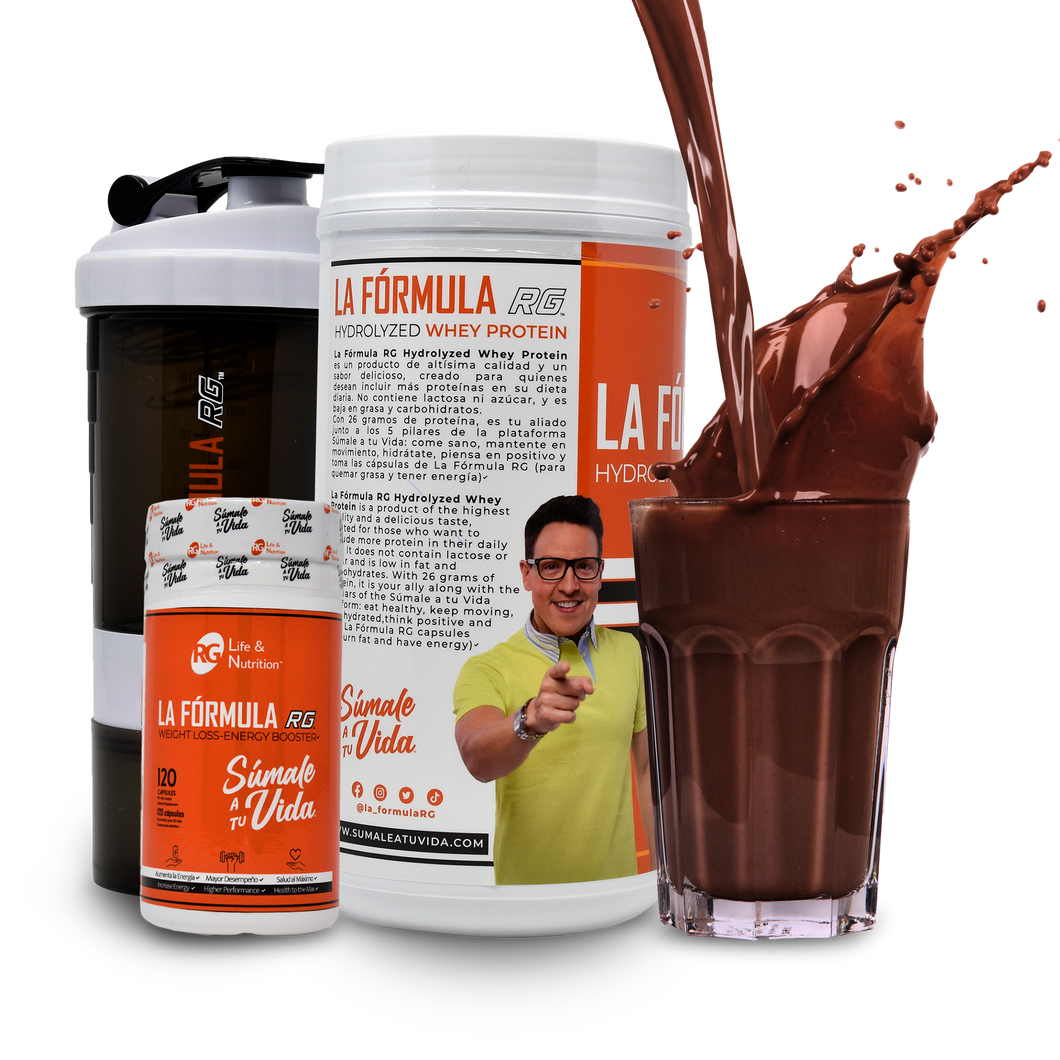 LA FÓRMULA RG SUPER COMBO: 120 Cápsulas + 2 LBS de Proteína de 26 gr +1 Vaso Mezclador de REGALO (Envío Gratis)